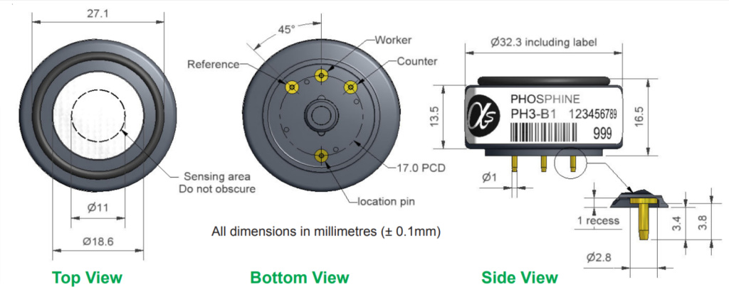 PH3-B1 Alphasense сенсор Фосфина PH3