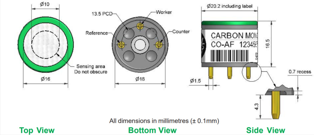 Сенсор Угарного газа CO-AF Alphasense