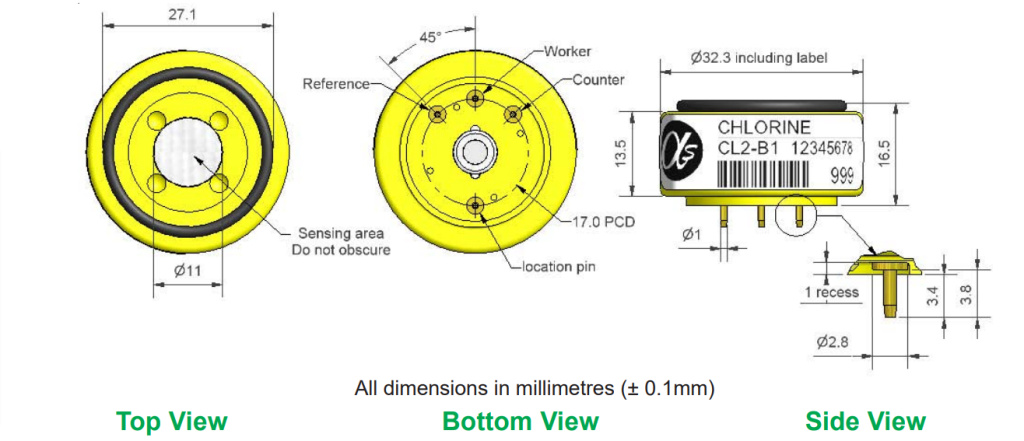 CL2-B1 Alphasense Сенсор Хлора CL2