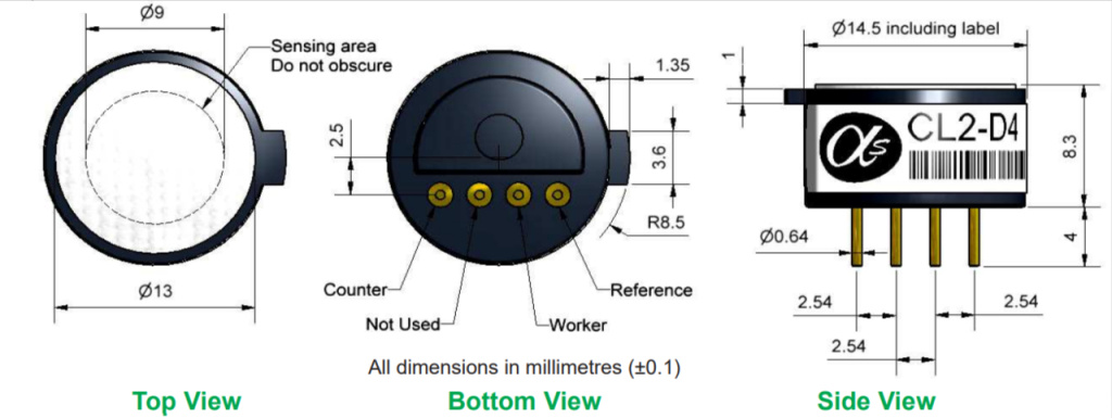 Сенсор Хлора CL2-D4 Alphasense
