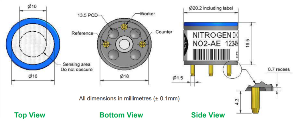 NO2-AE Alphasense сенсор Диоксида азота NO2