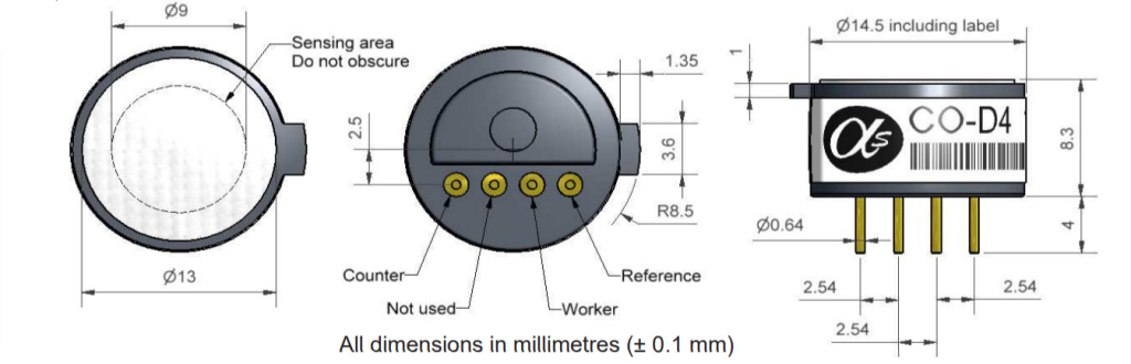 Сенсор Угарного газа CO-D4 Alphasense